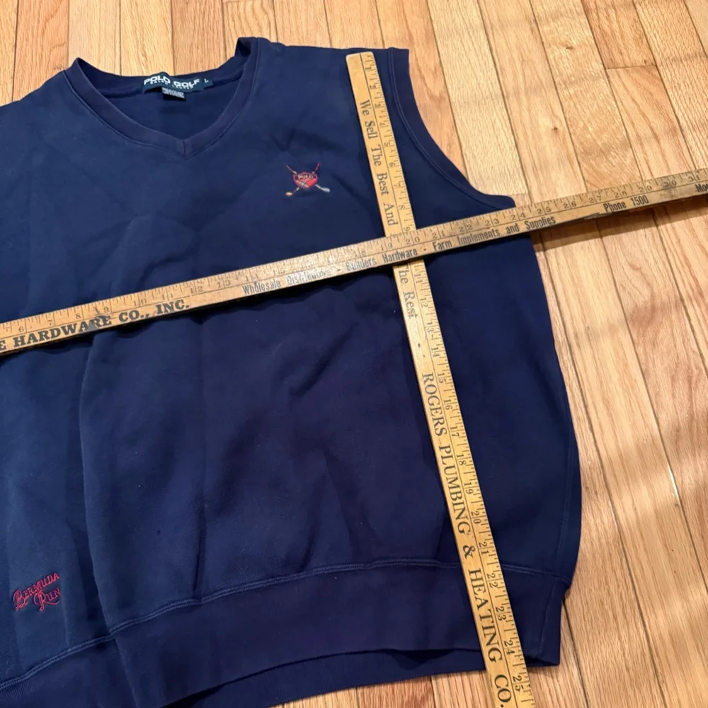 Ralph Lauren Polo Golf Deep Blue V Neck Sweatshirt Vest Size L Bermuda Run